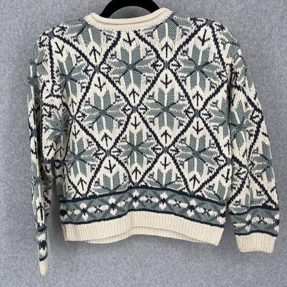 Vintage Jones New York Chunky 3D Knit Sweater Size M White Blue Crosby Dad 90s - Picture 3 of 9